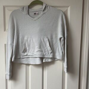 Waffle knit cropped hoodie